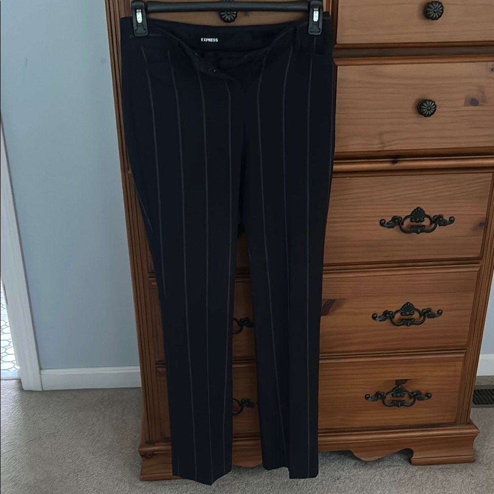 Express Black and White Striped Trousers